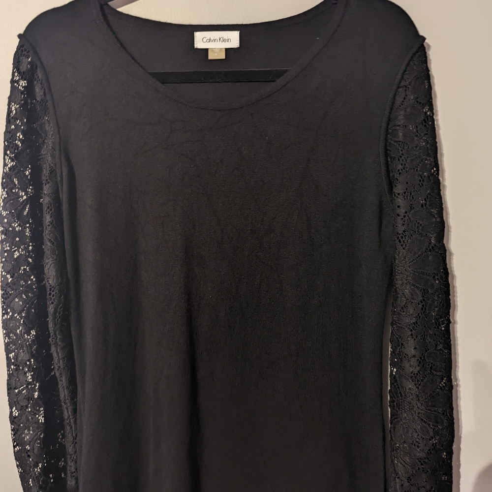 Calvin Klein | Black Crewneck Sweater Dress